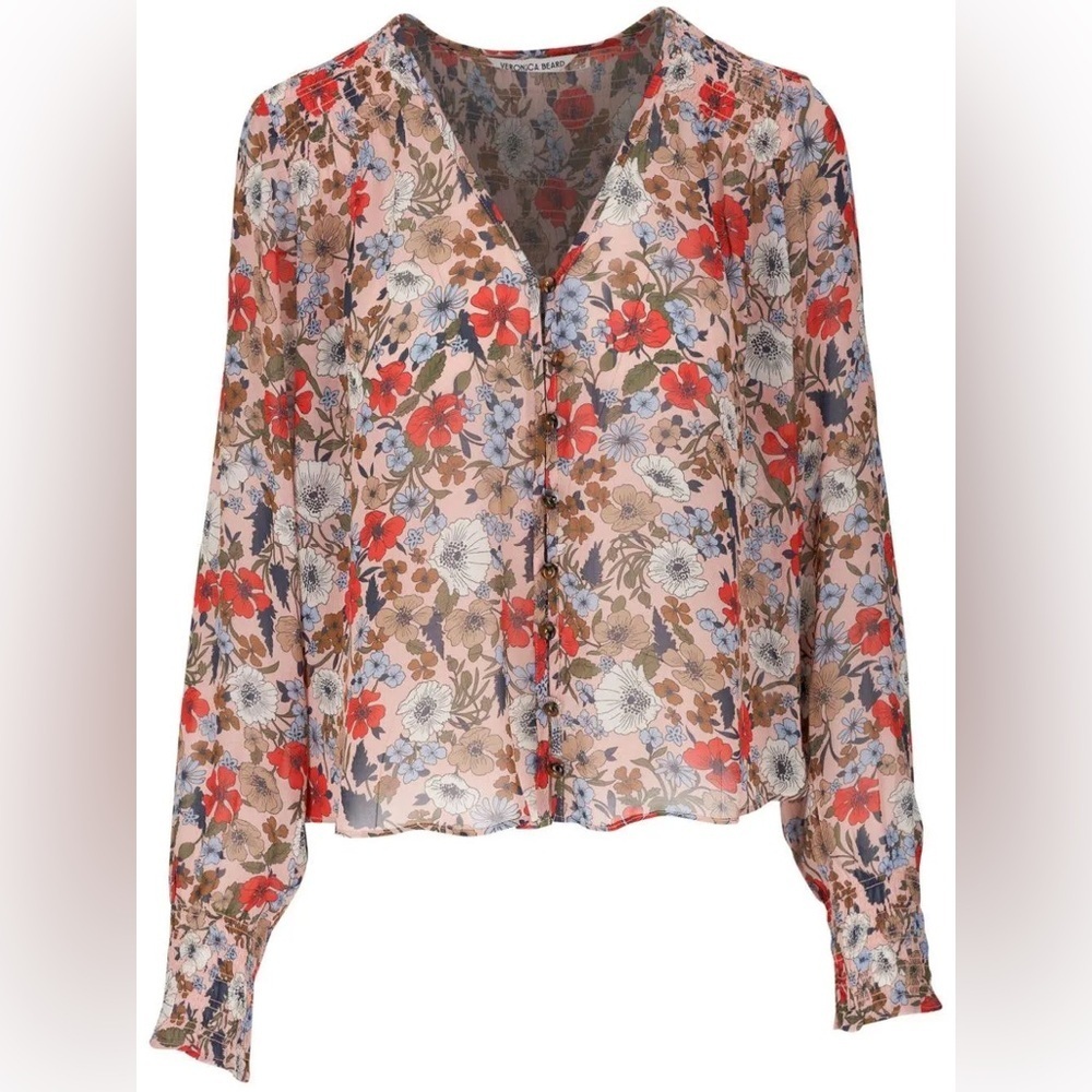 VERONICA BEARD neha floral top line coral floral small